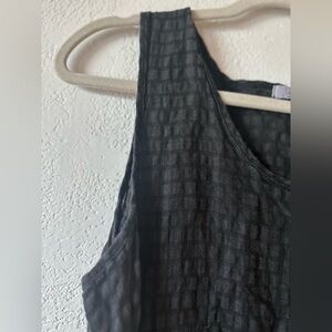 Linnea Linen Lagenlook Asymmetrical Handkerchief Hem Black Textured Dress Flax S